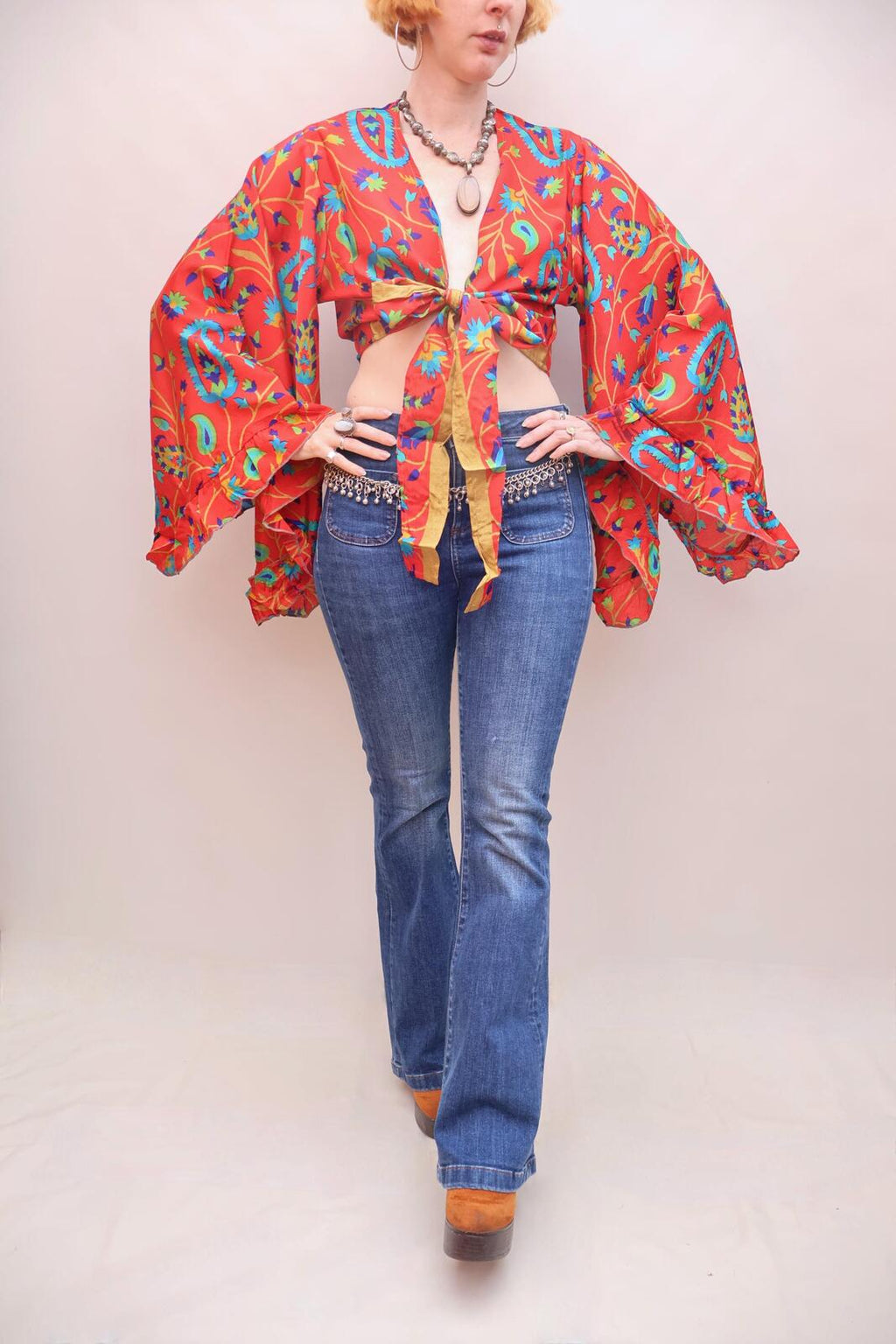 Upcycled Sari Silk Blouse