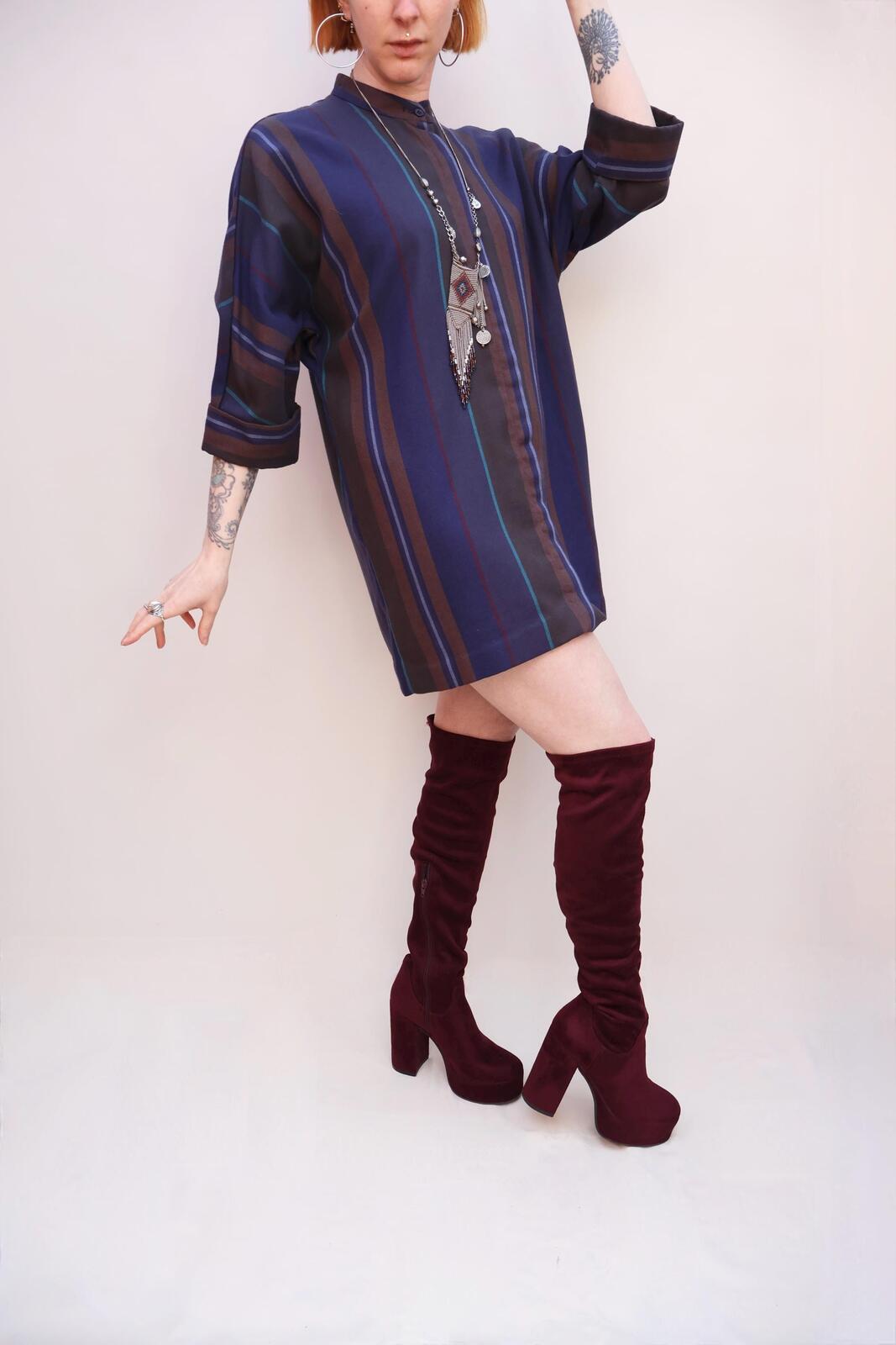 Vintage Striped Shirt Dress