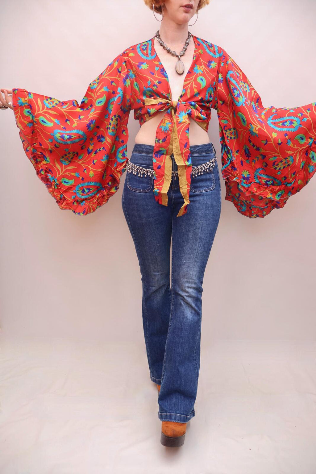 Upcycled Sari Silk Blouse