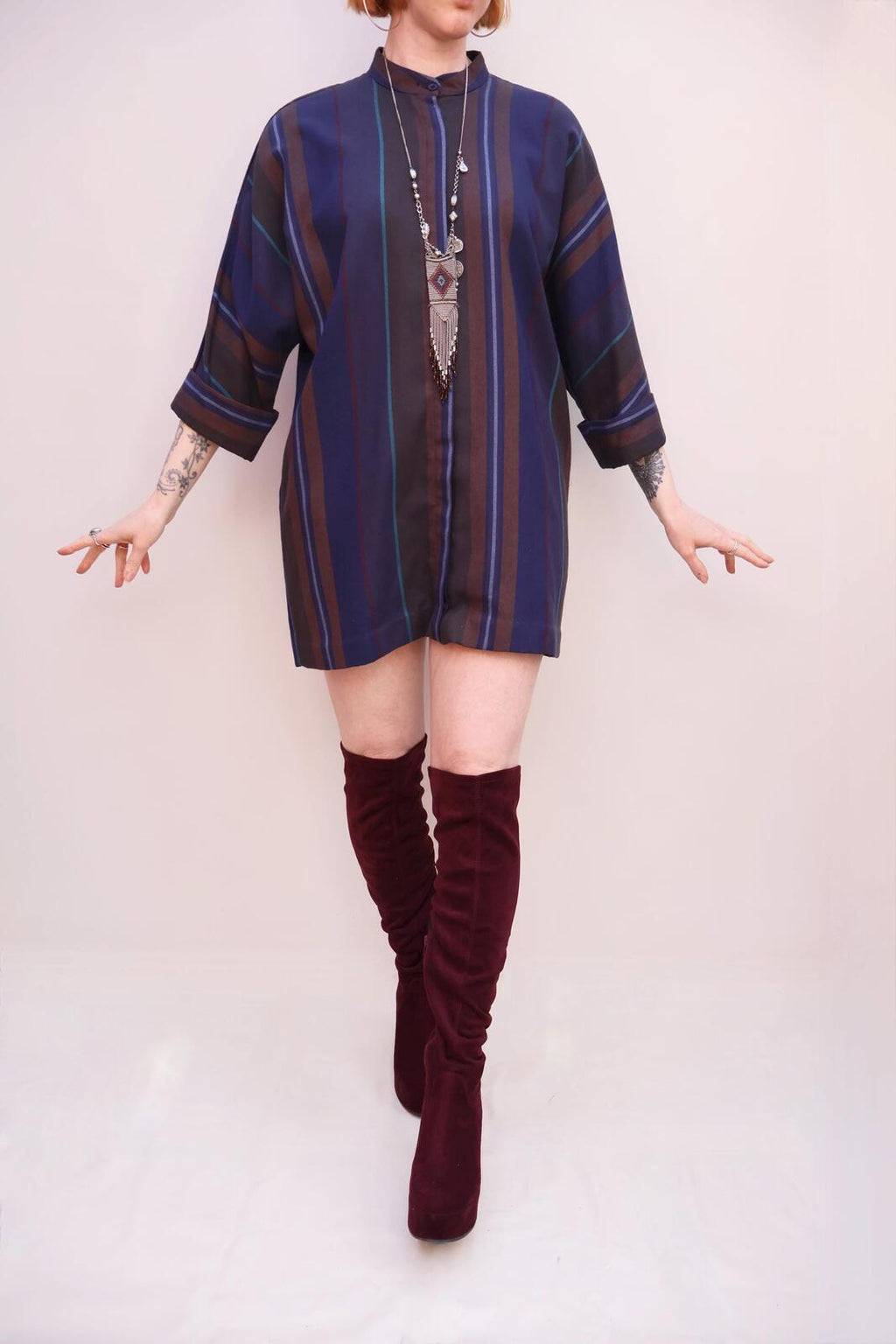 Vintage Striped Shirt Dress