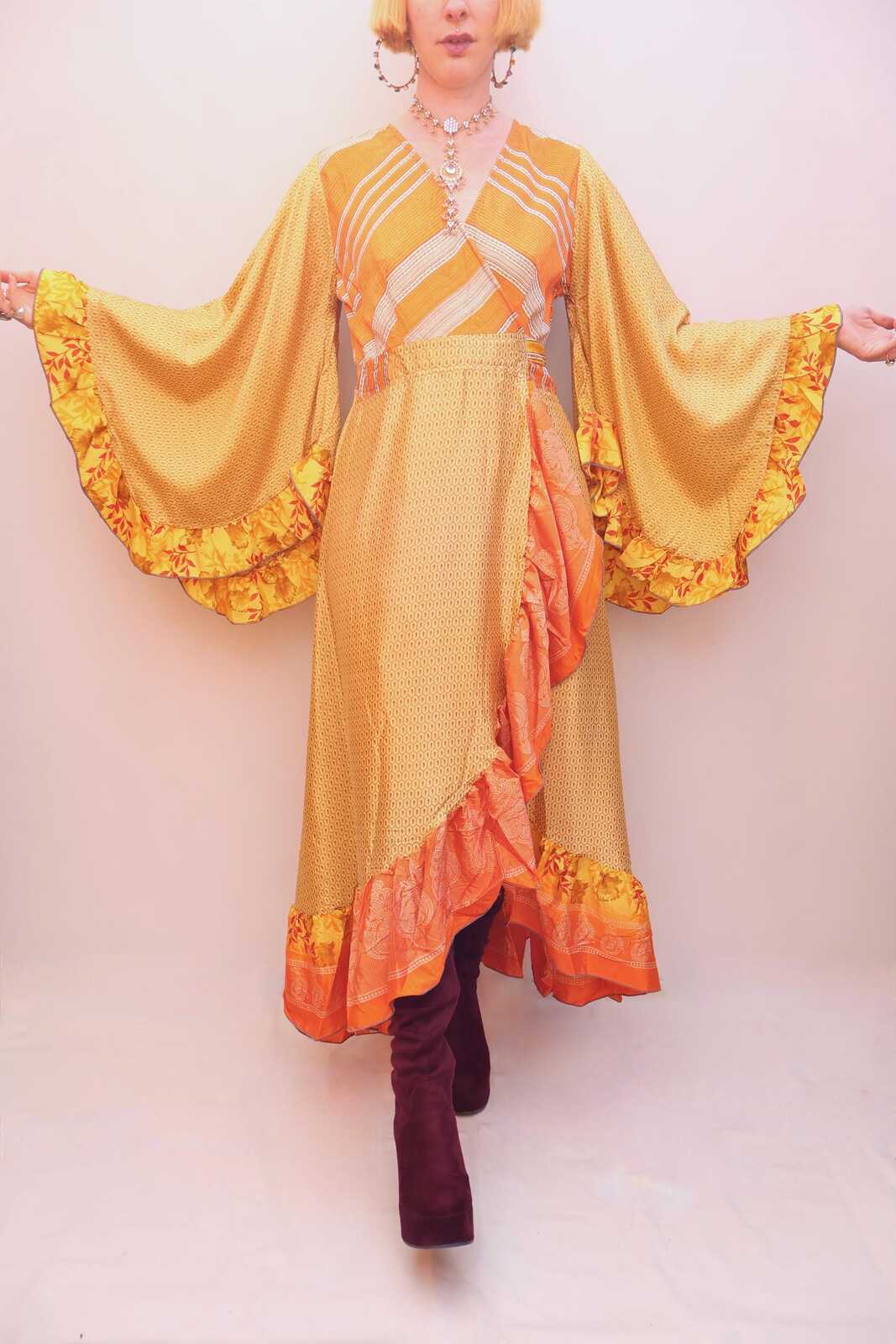 Upcycled Sari Wrap Dress