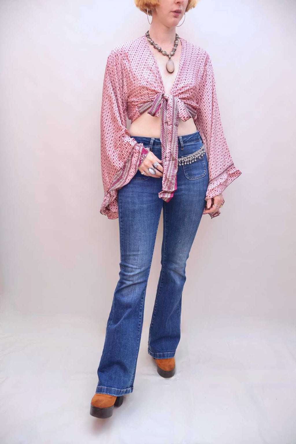 Upcycled Sari Silk Blouse