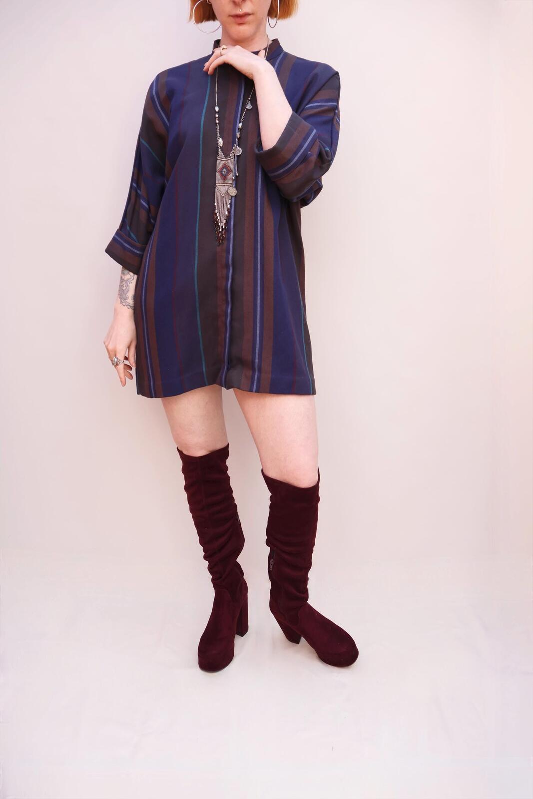Vintage Striped Shirt Dress