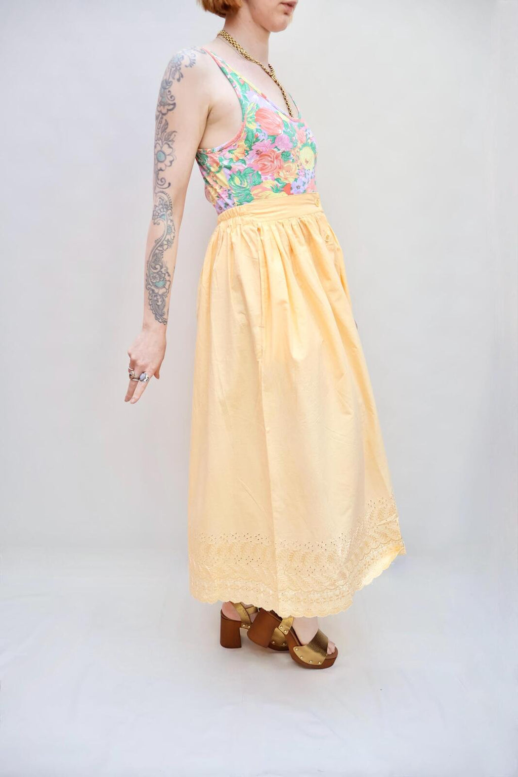 Vintage Buttercup Embroidered Skirt