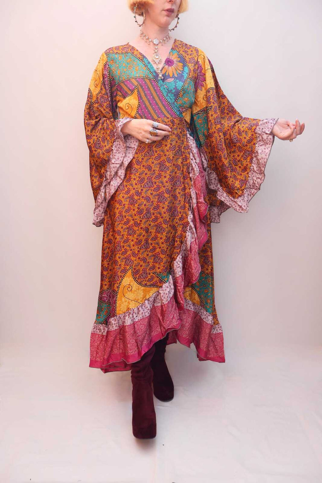 Upcycled Sari Wrap Dress