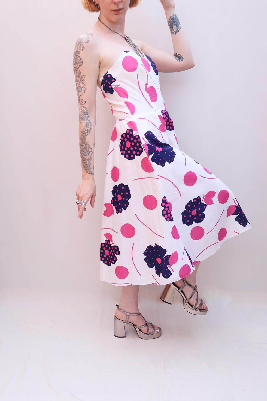 Vintage 80s Boned Cotton Dress