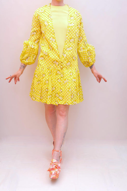 Vintage 70s Buttercup Gingham Dress