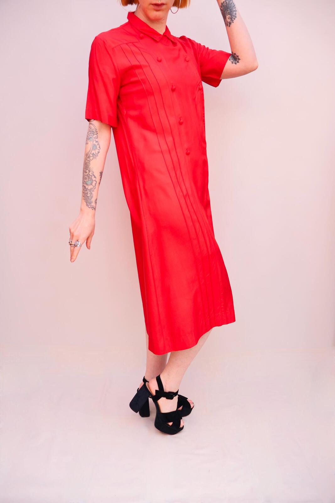 Vintage 60s Silk Red Dress