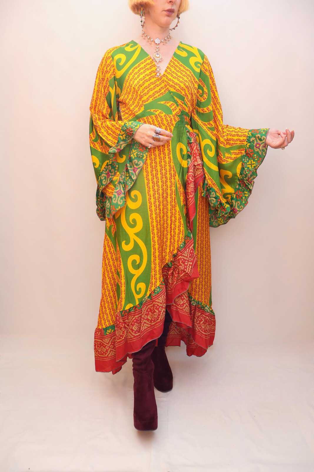 Upcycled Sari Wrap Dress