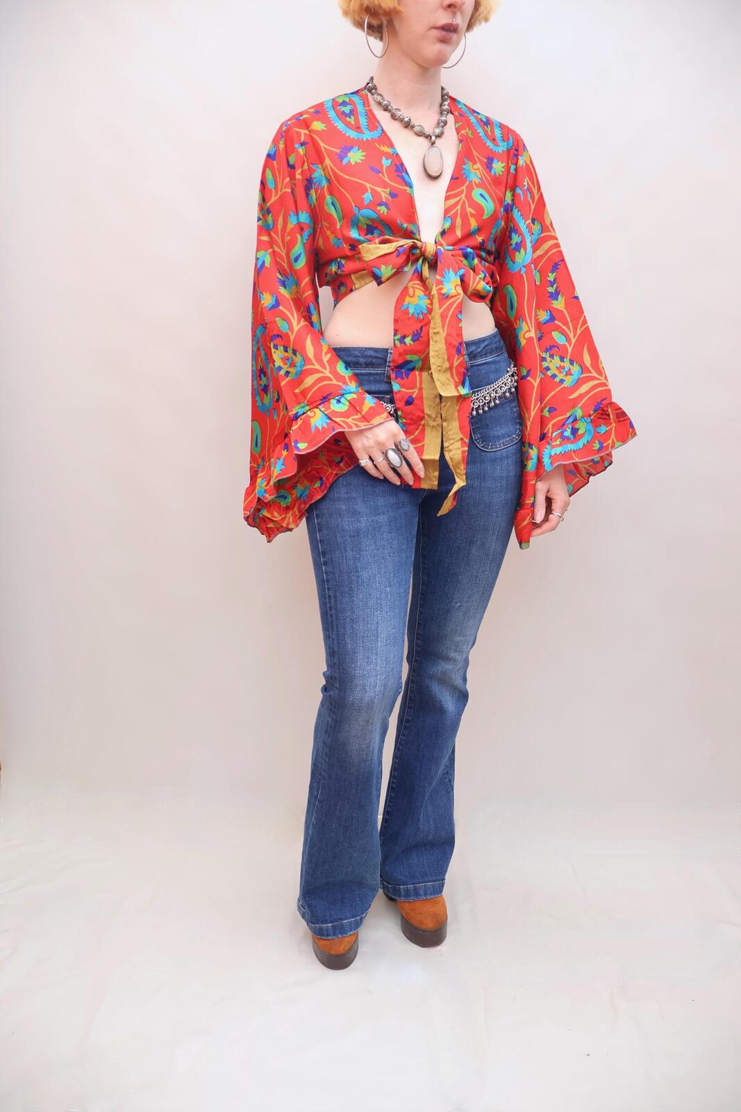 Upcycled Sari Silk Blouse