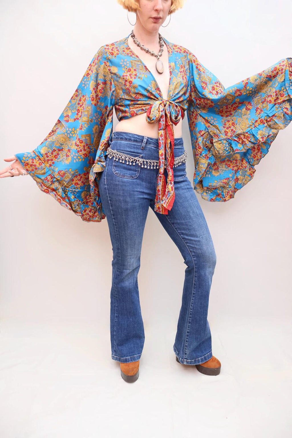 Upcycled Sari Silk Blouse