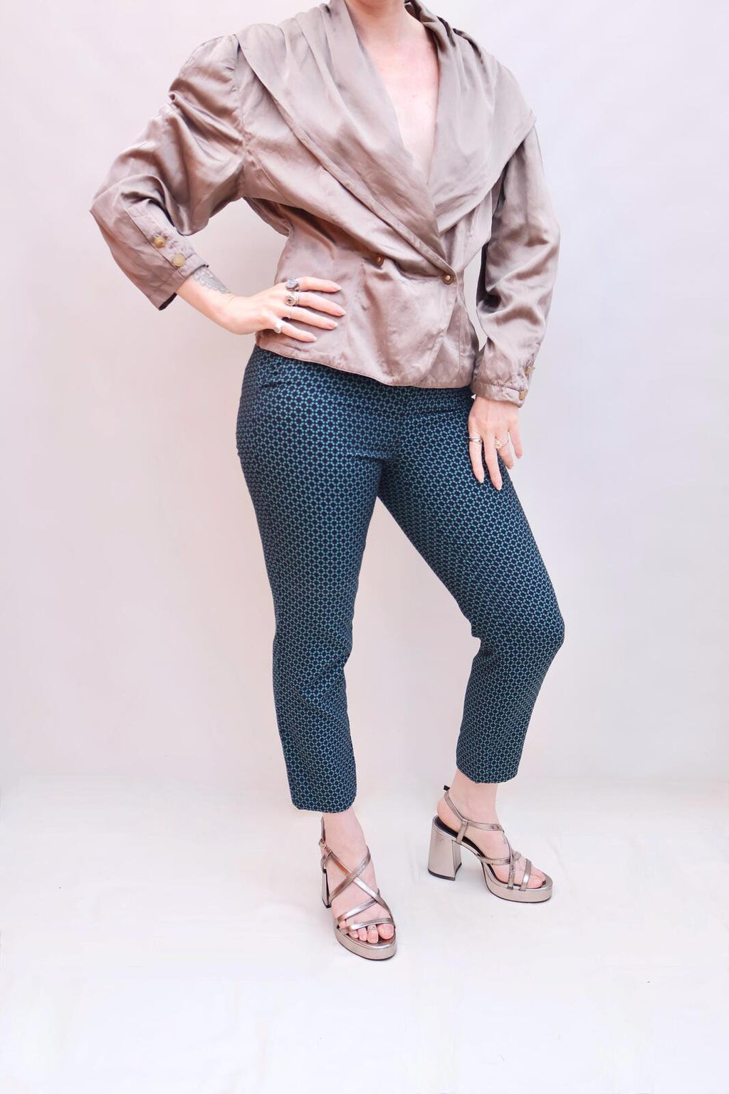 Vintage Silver Silk Blouse