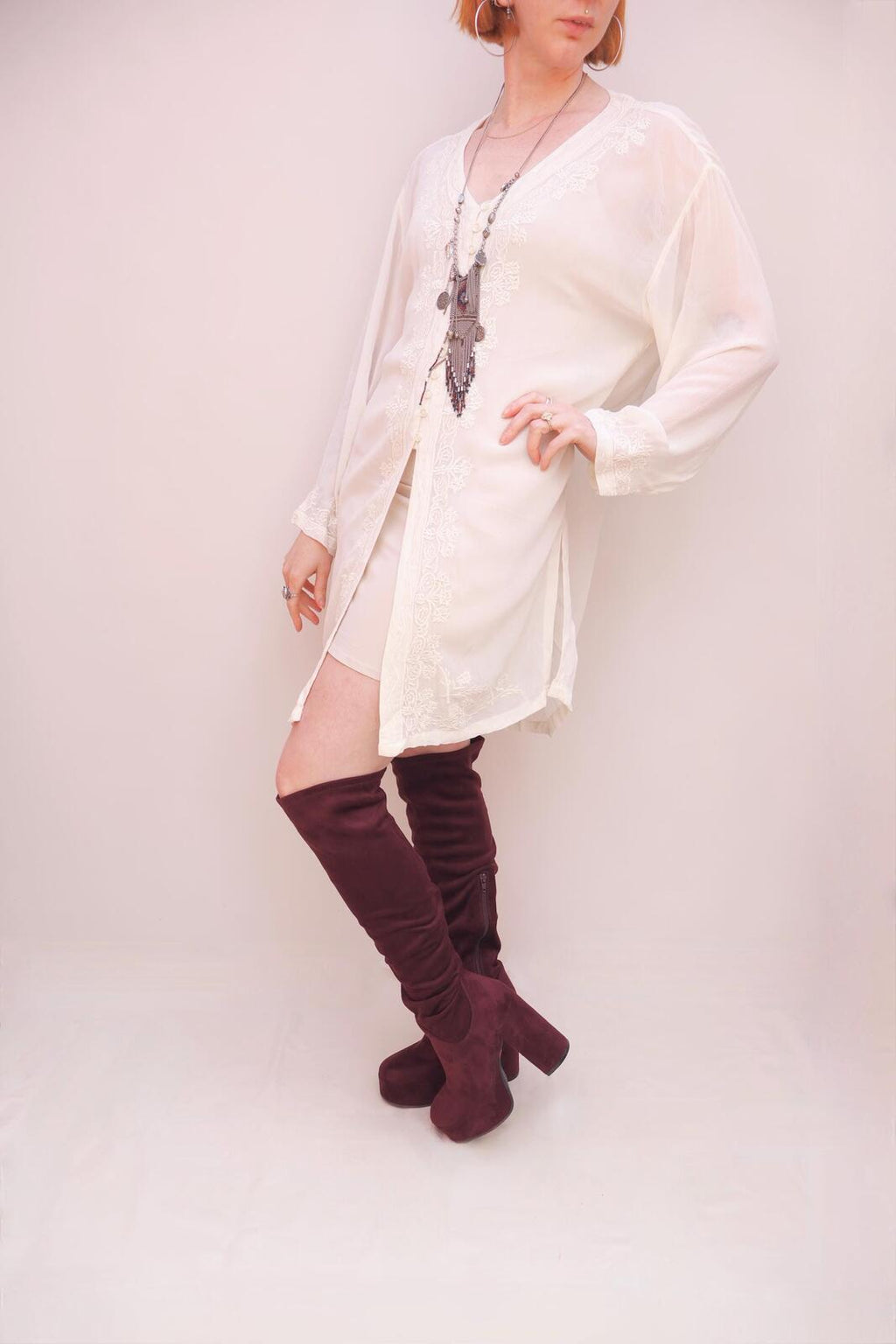Vintage Embroidered Long Blouse