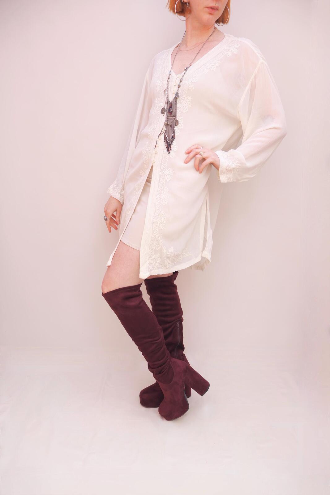Vintage Embroidered Long Blouse