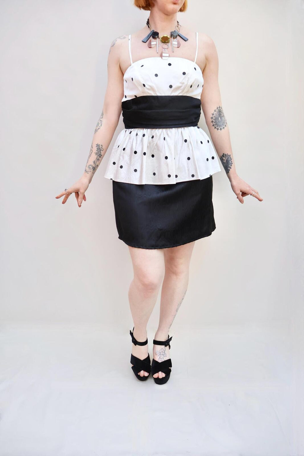 Vintage Polka Dot Peplum Dress