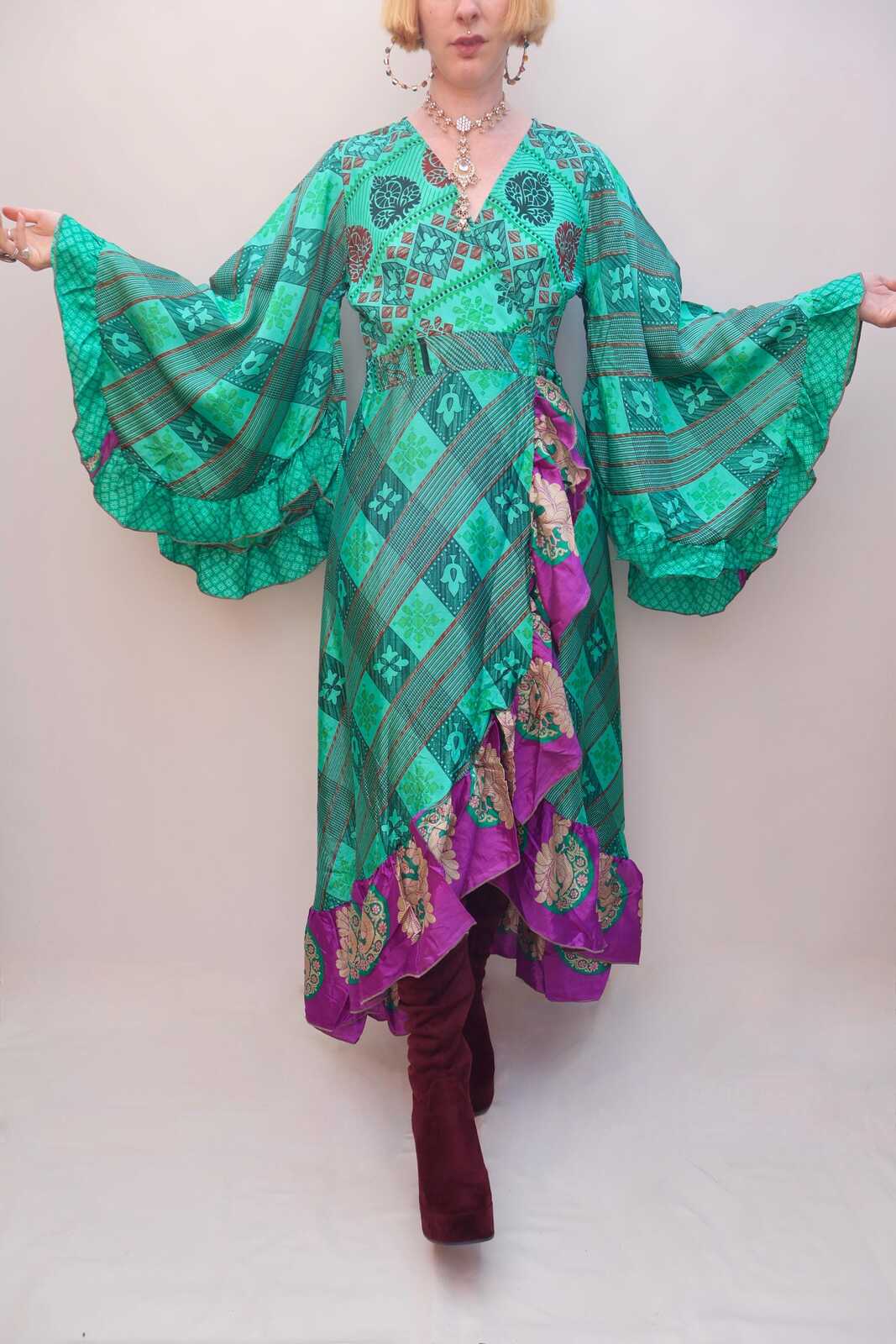 Upcycled Sari Wrap Dress