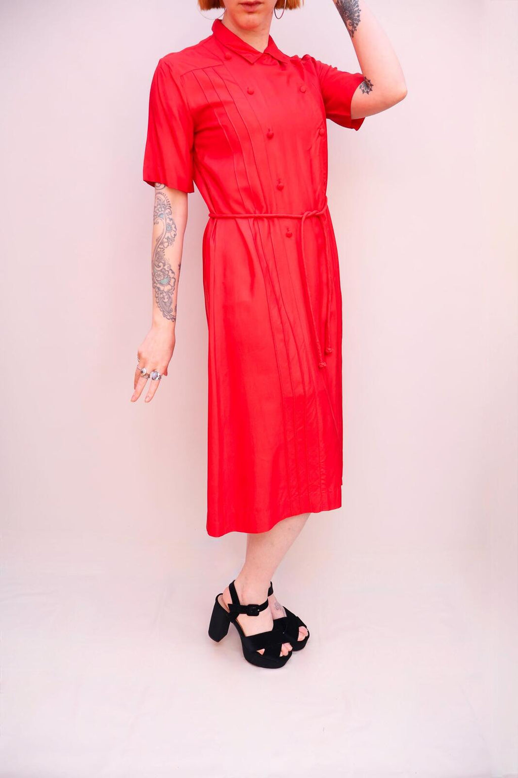 Vintage 60s Silk Red Dress