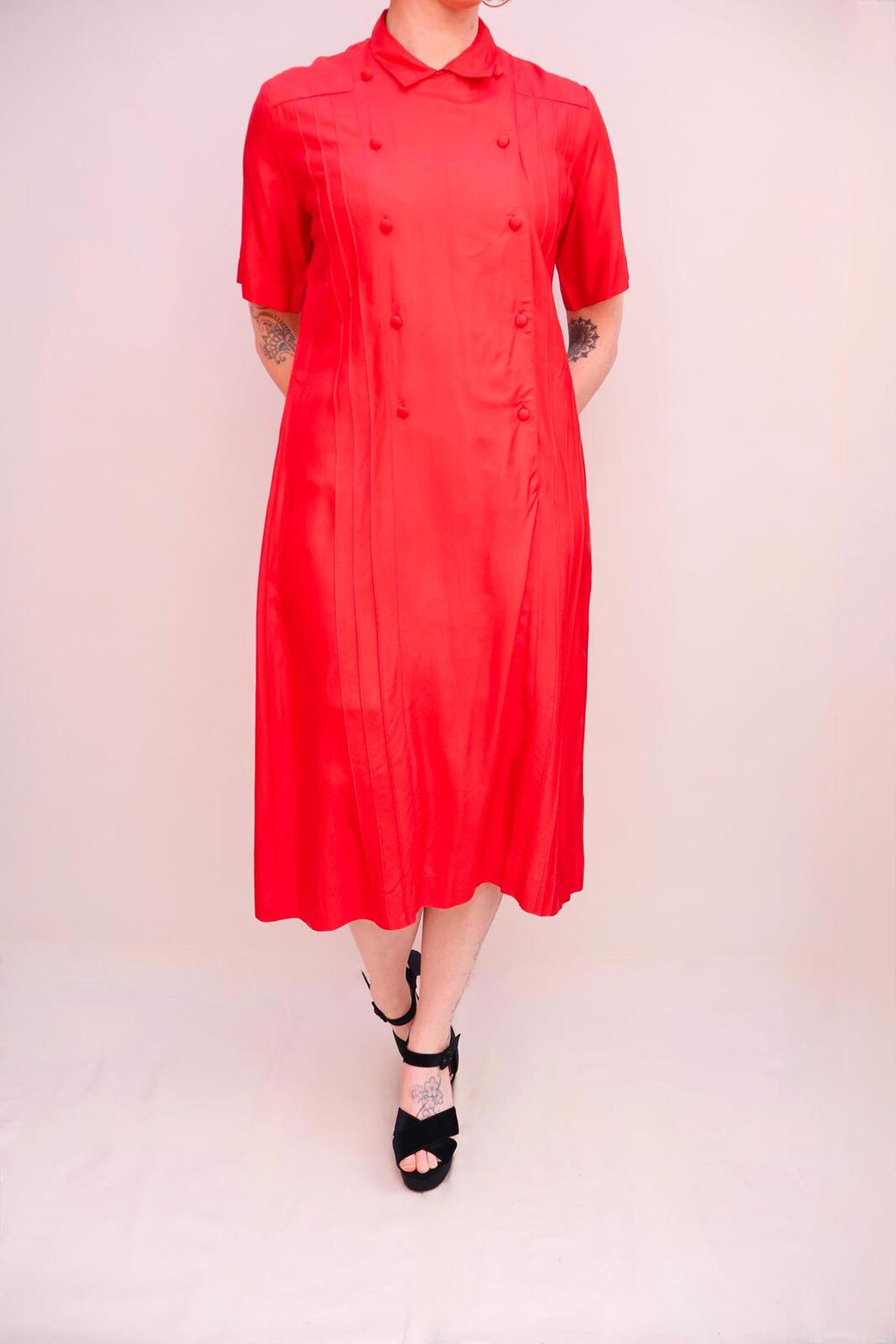 Vintage 60s Silk Red Dress
