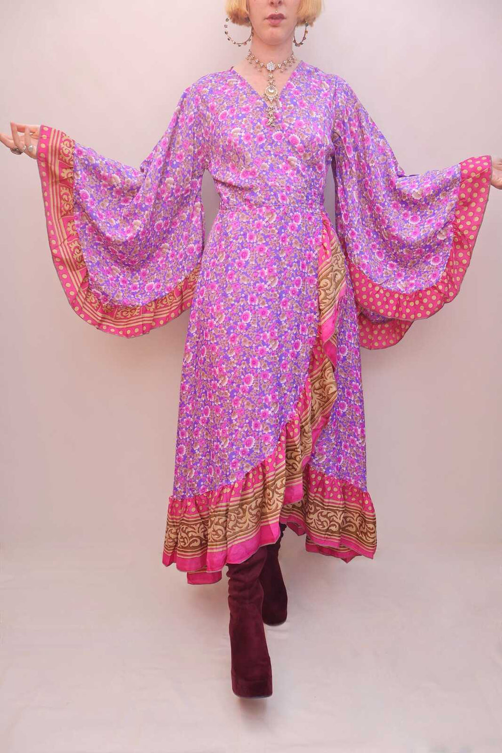 Upcycled Sari Wrap Dress