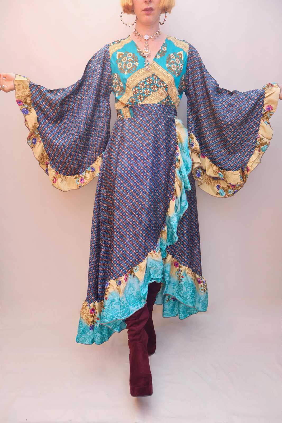 Upcycled Sari Wrap Dress