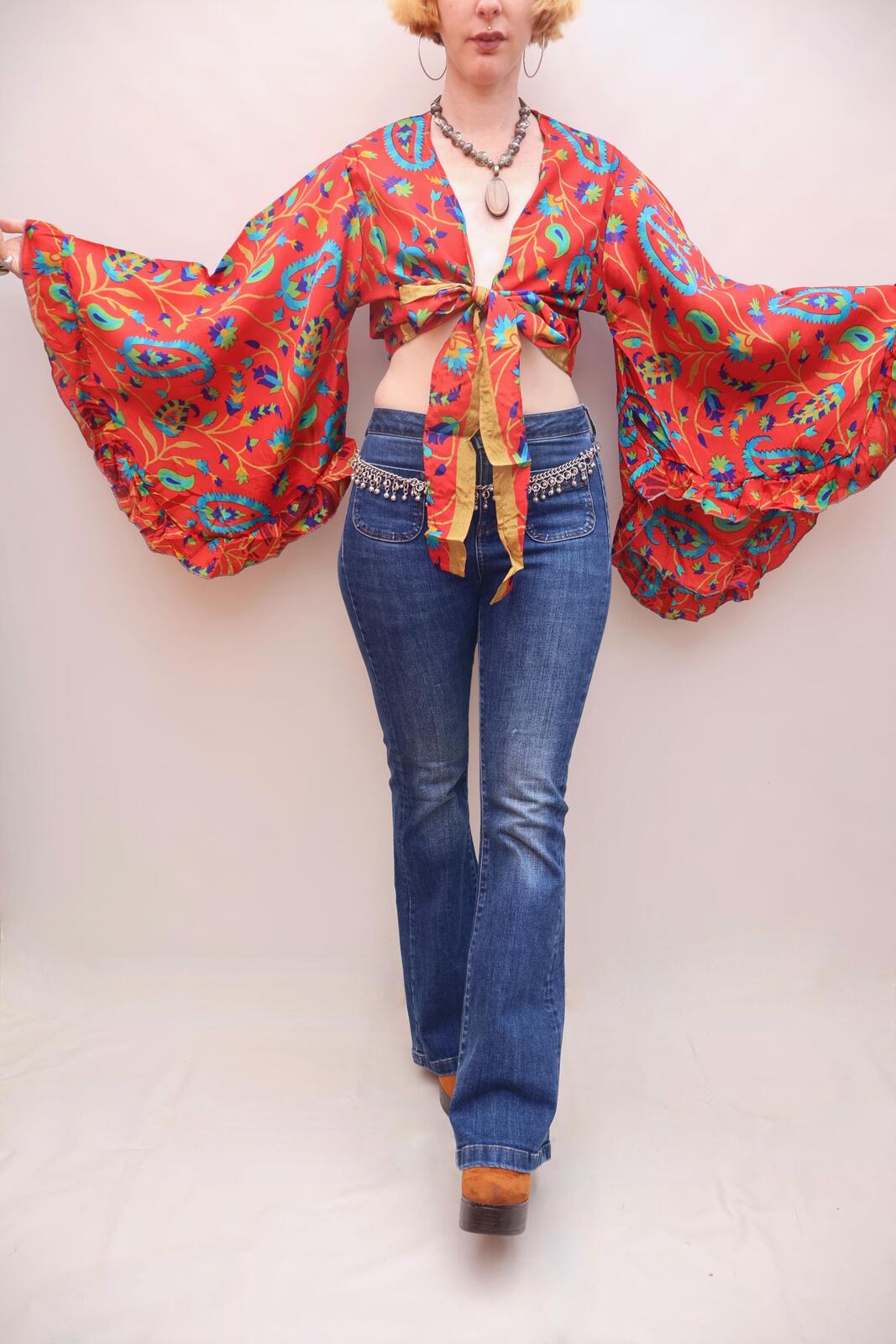 Upcycled Sari Silk Blouse