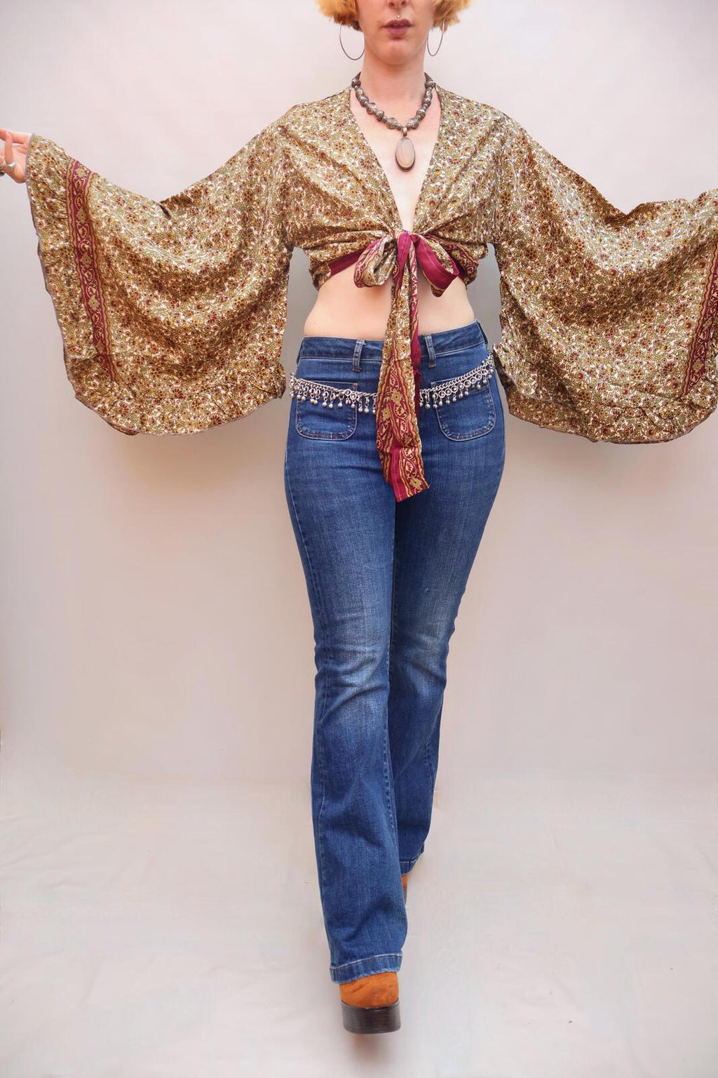 Upcycled Sari Silk Blouse
