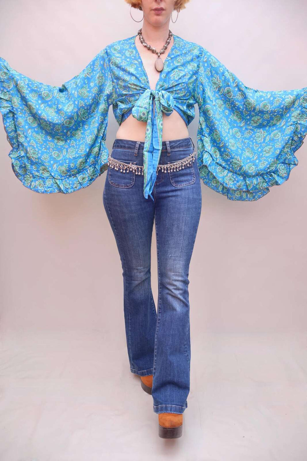 Upcycled Sari Silk Blouse