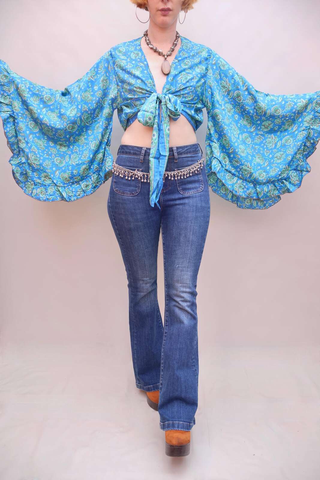 Upcycled Sari Silk Blouse