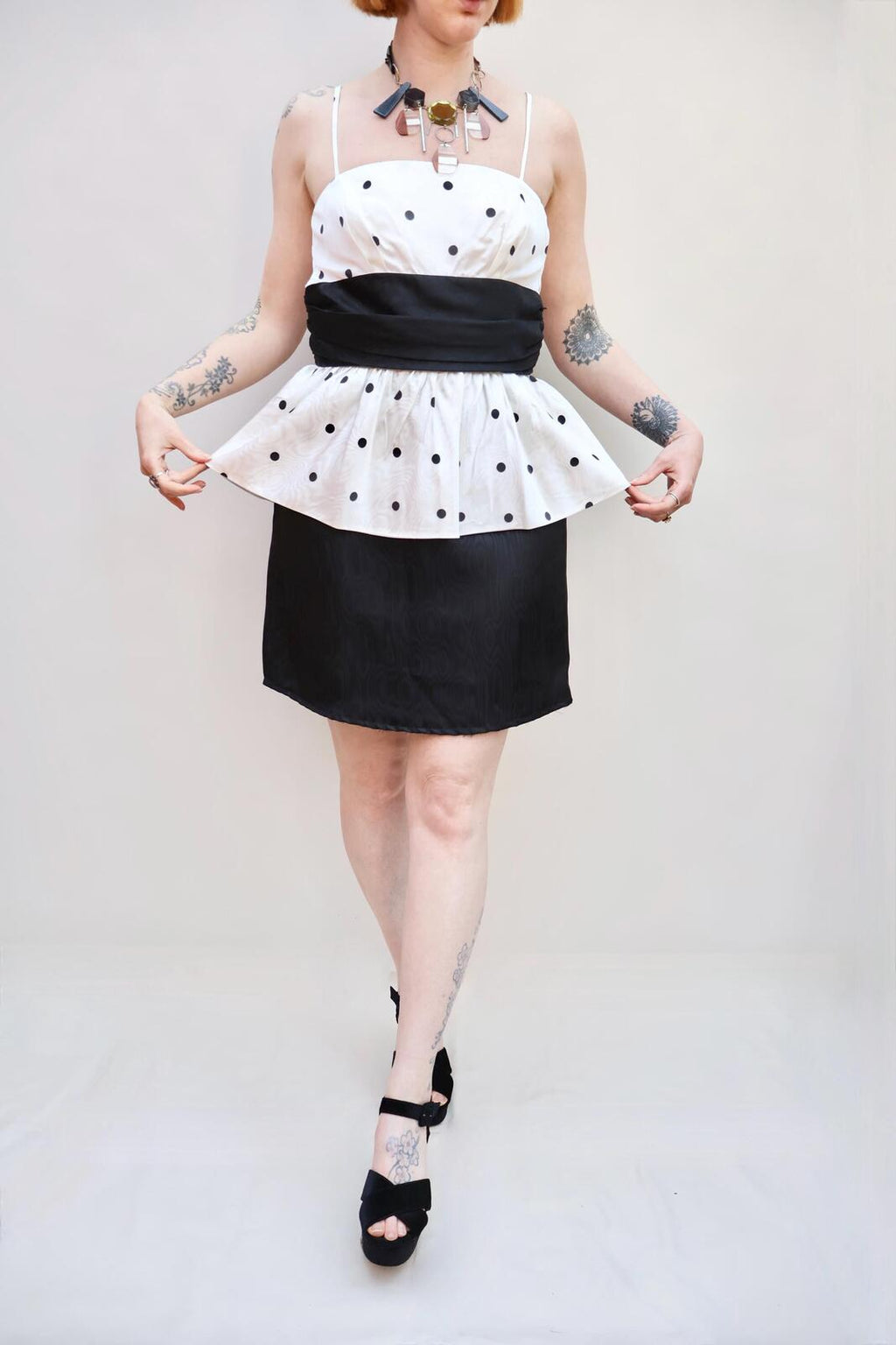 Vintage Polka Dot Peplum Dress