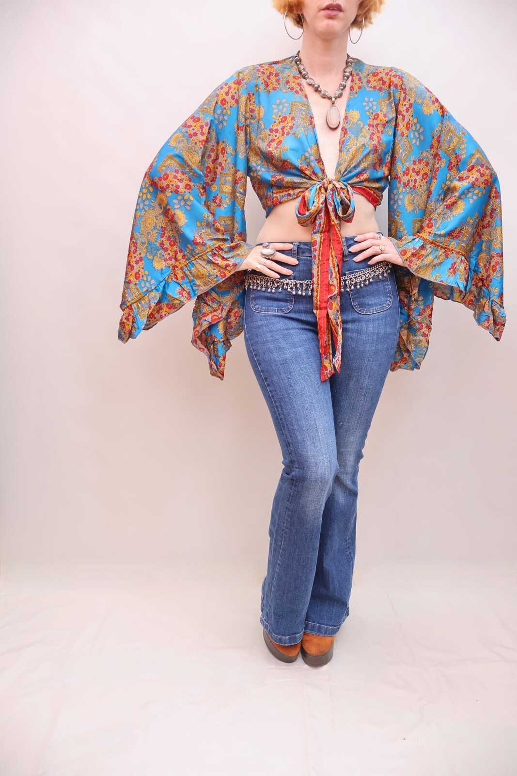 Upcycled Sari Silk Blouse