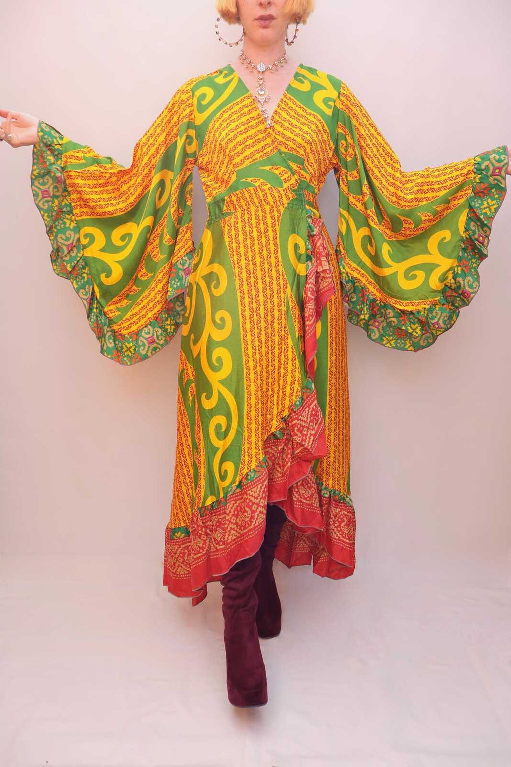 Upcycled Sari Wrap Dress
