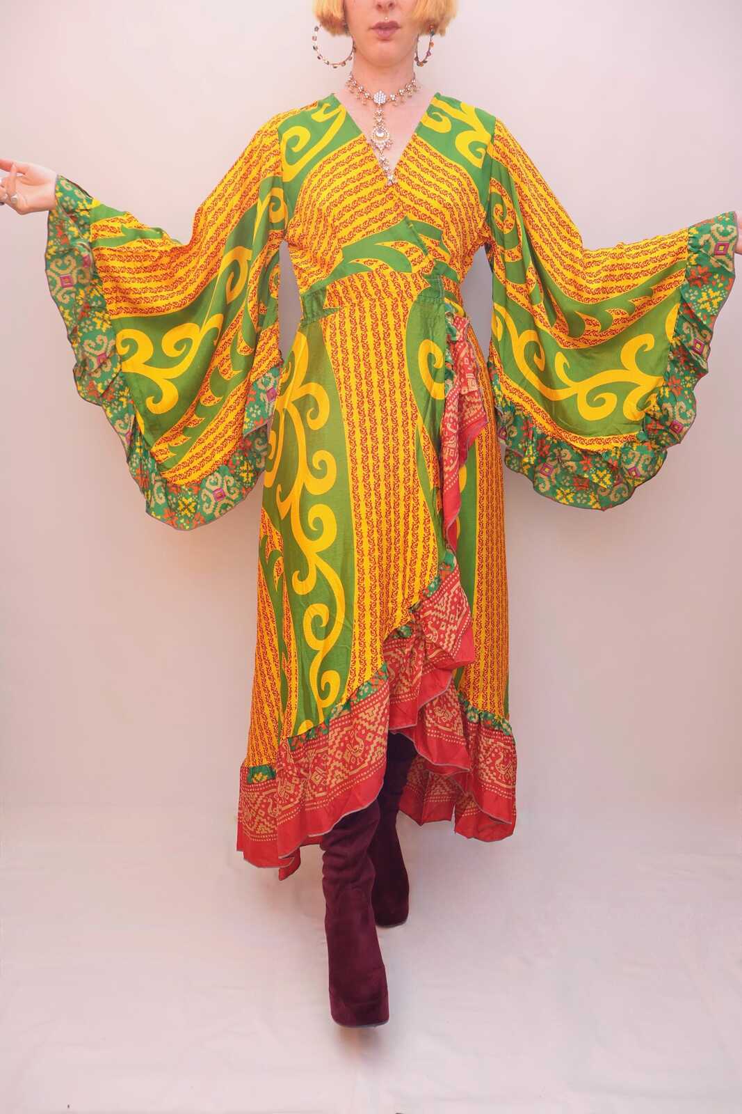 Upcycled Sari Wrap Dress