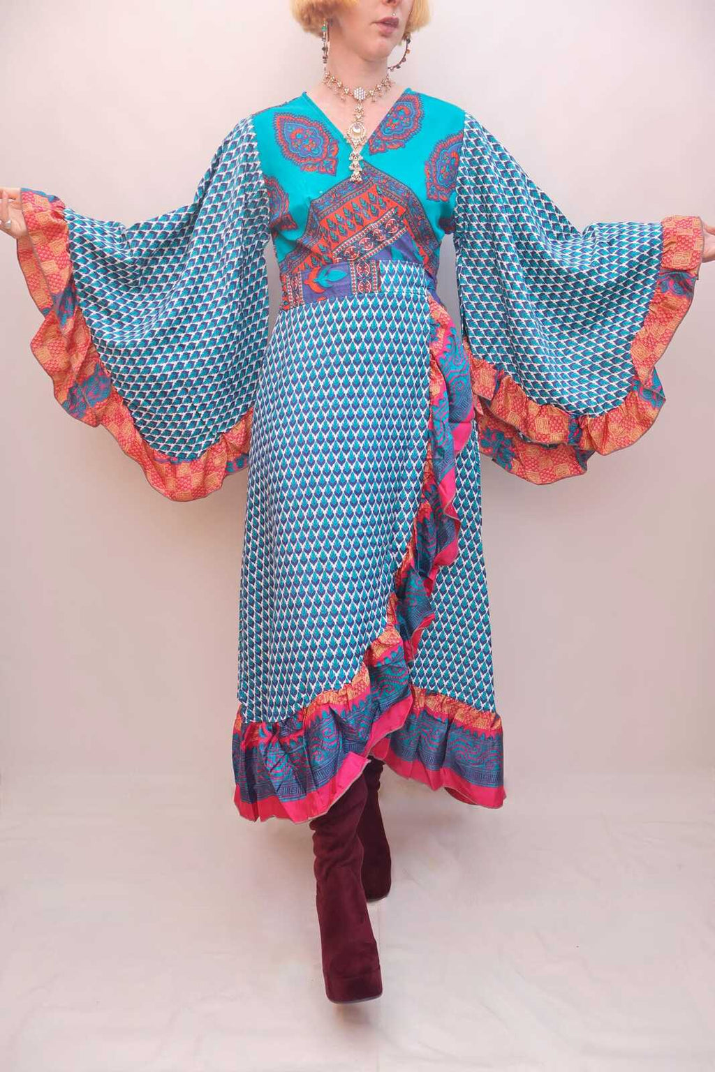 Upcycled Sari Wrap Dress