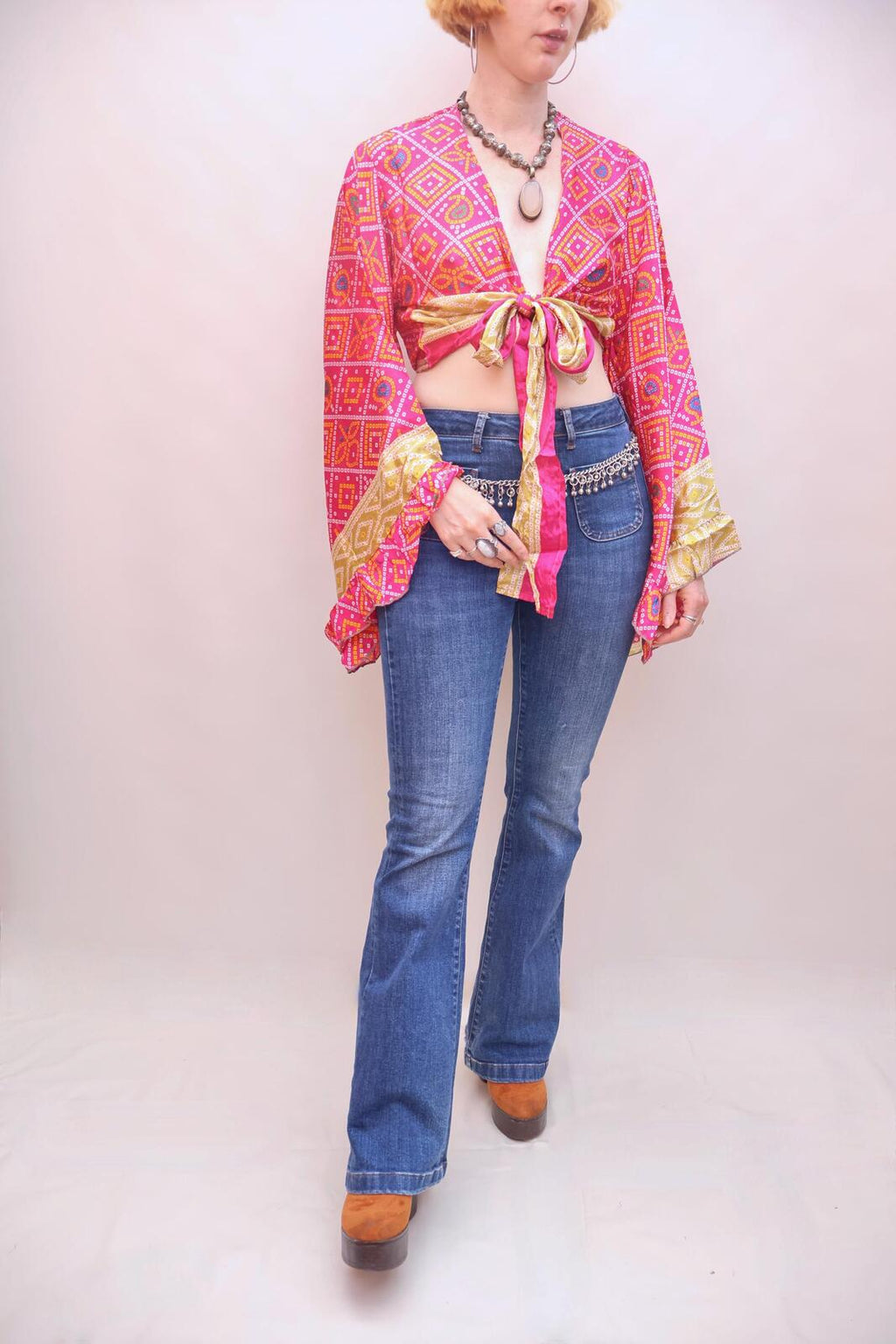 Upcycled Sari Silk Blouse