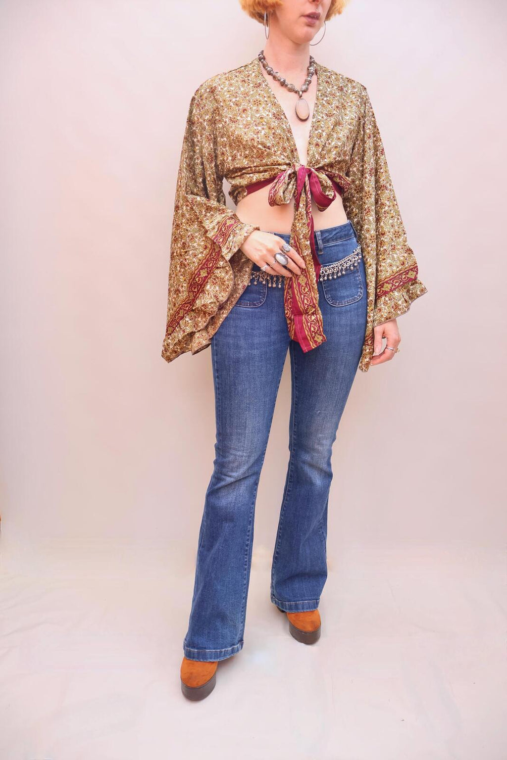 Upcycled Sari Silk Blouse