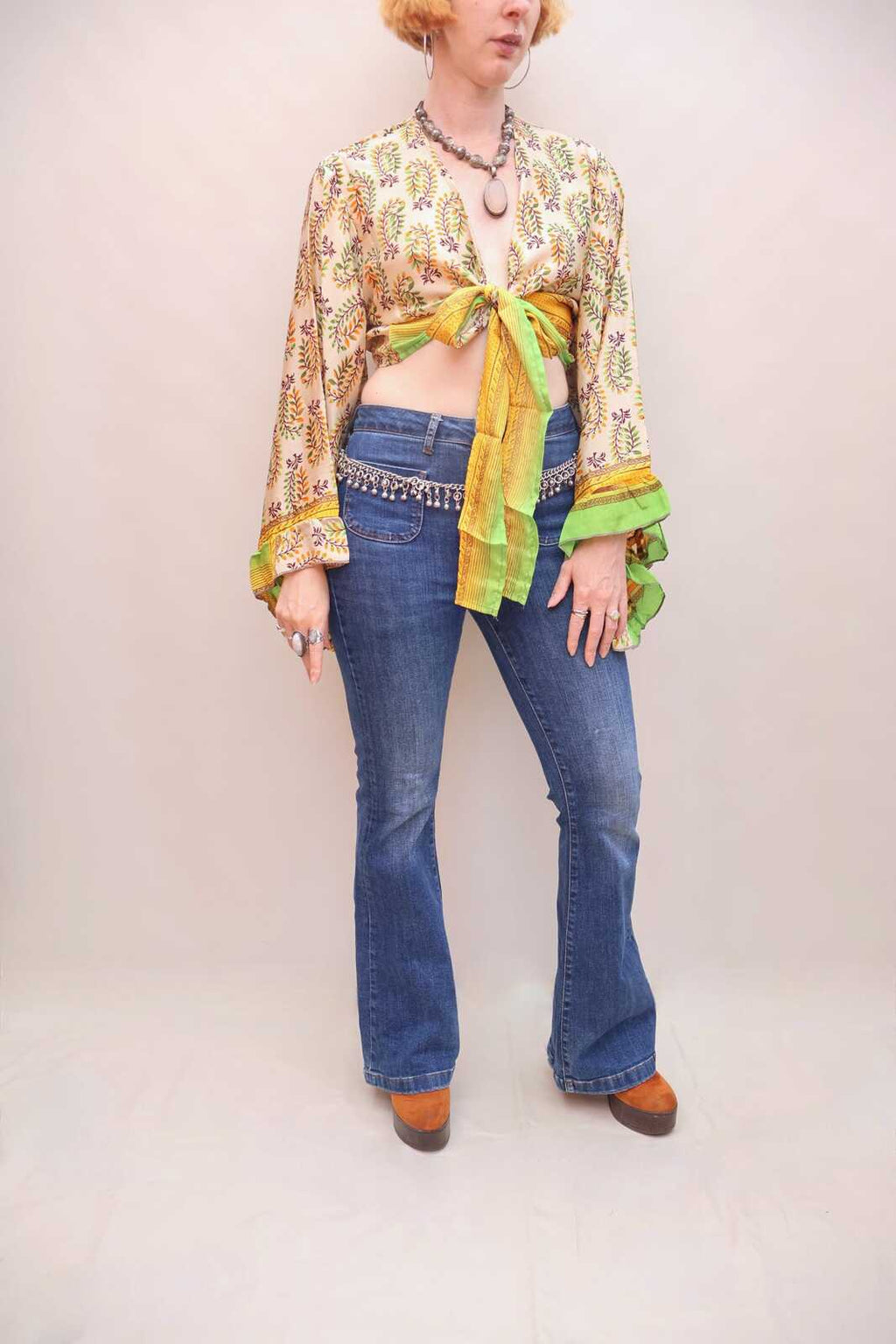 Upcycled Sari Silk Blouse