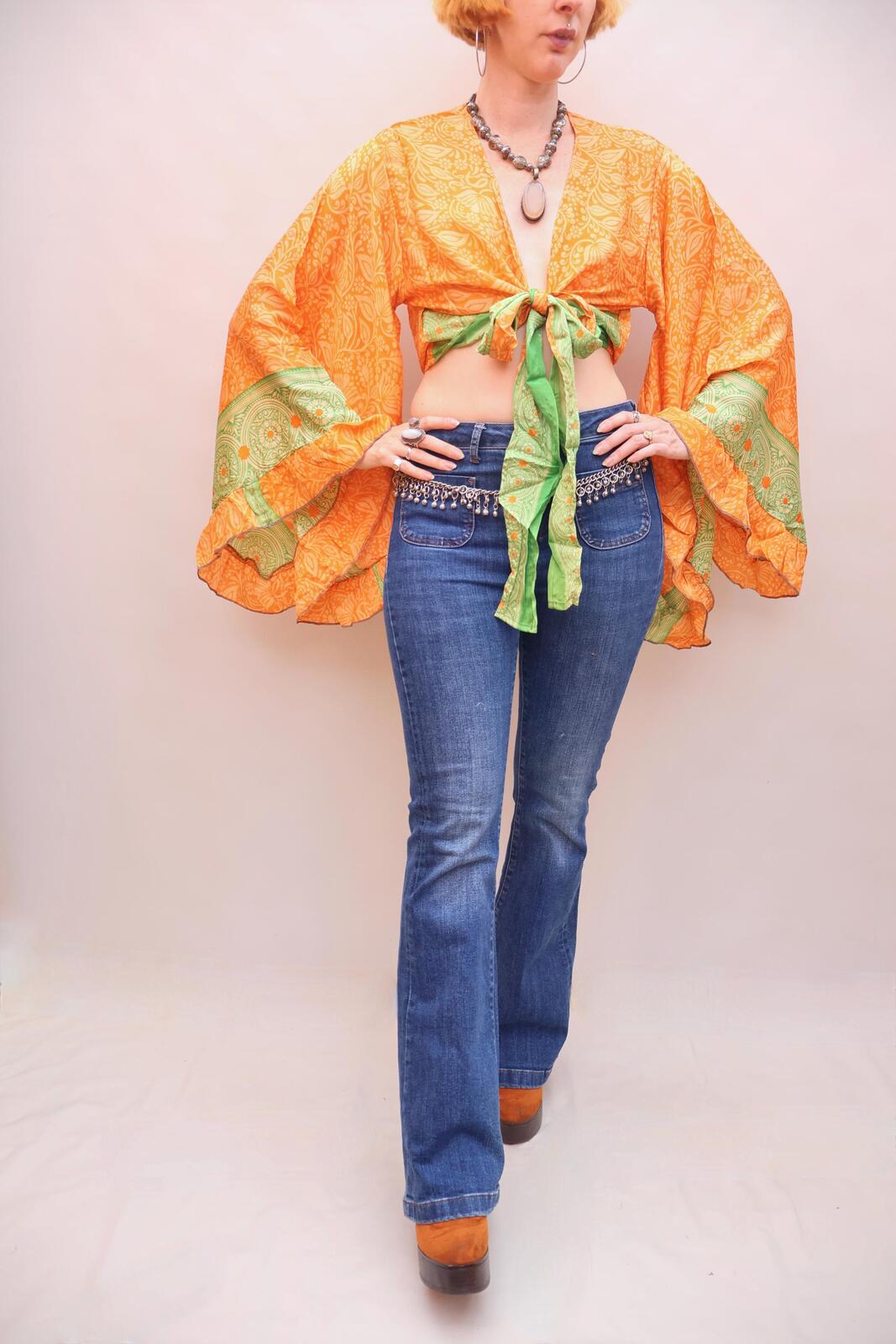 Upcycled Sari Silk Blouse