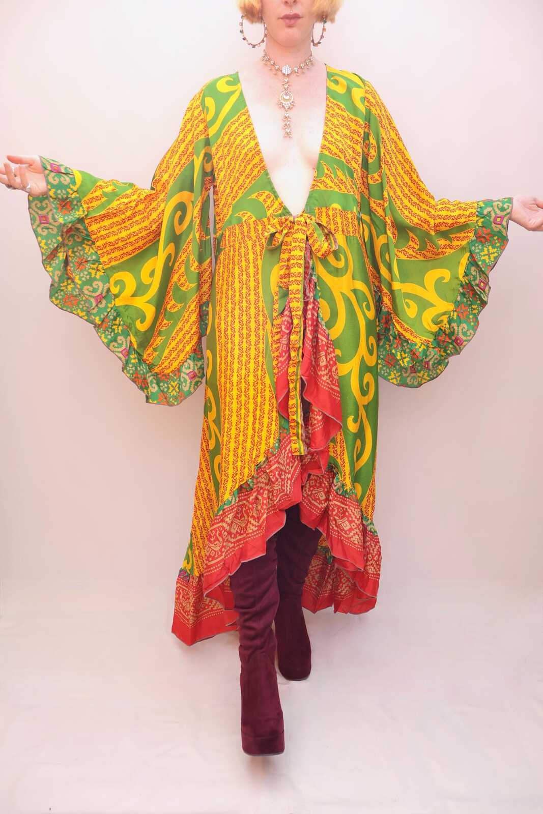 Upcycled Sari Wrap Dress