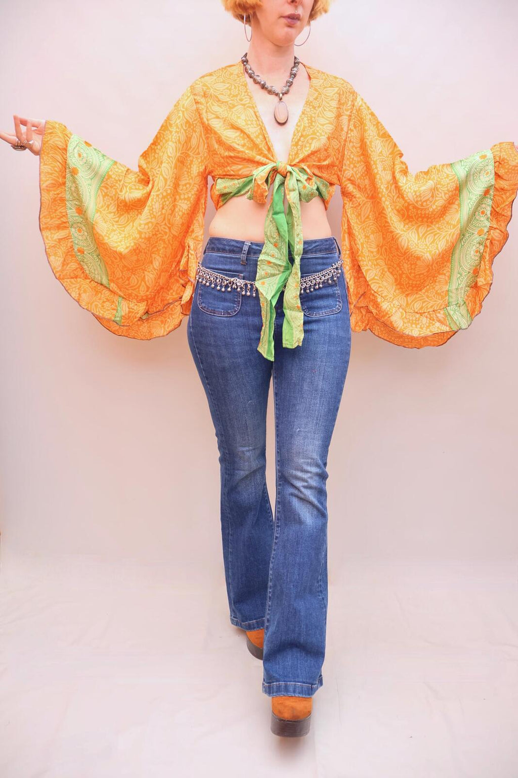 Upcycled Sari Silk Blouse