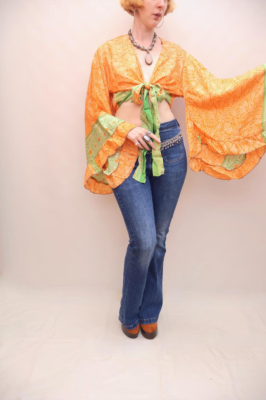 Upcycled Sari Silk Blouse