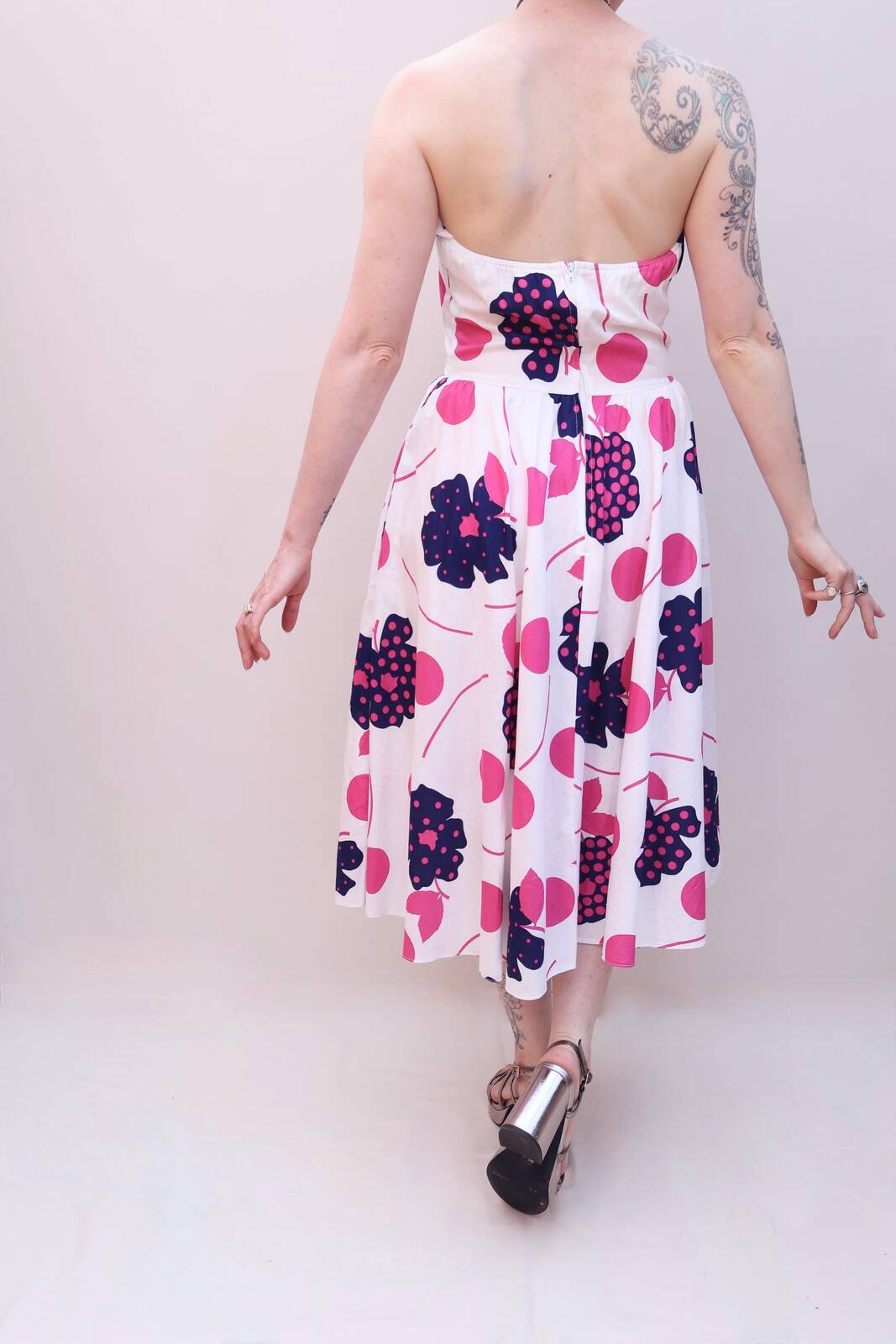 Vintage 80s Boned Cotton Dress