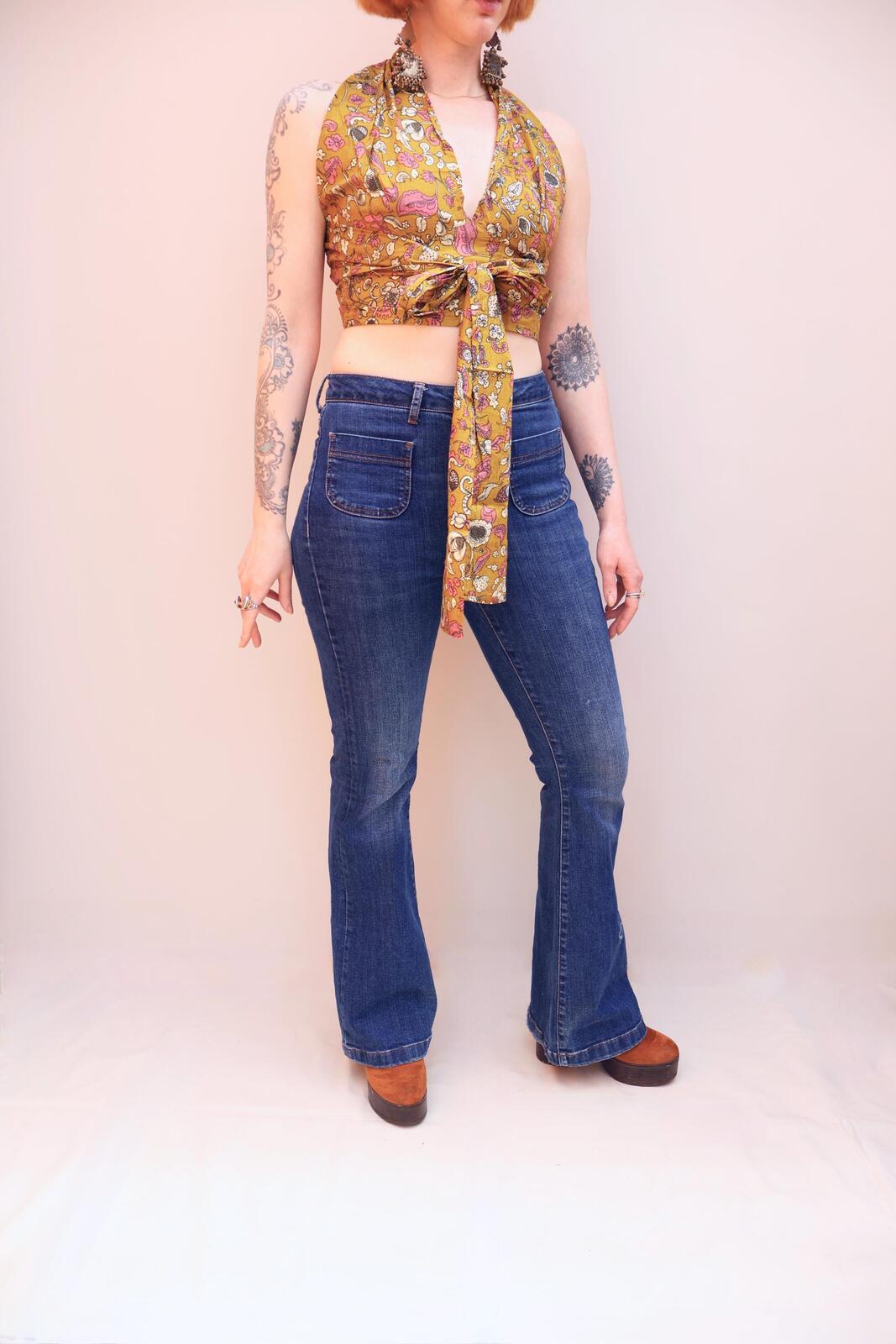 Block Printed Cotton Multiway Crop Top