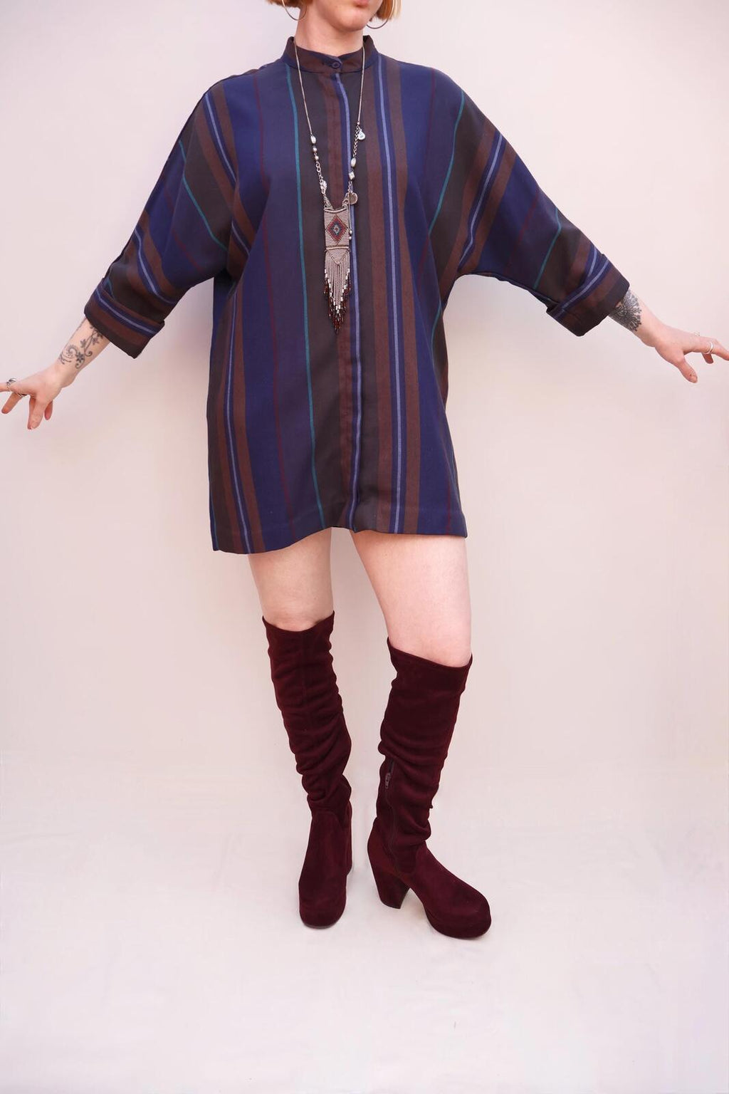 Vintage Striped Shirt Dress