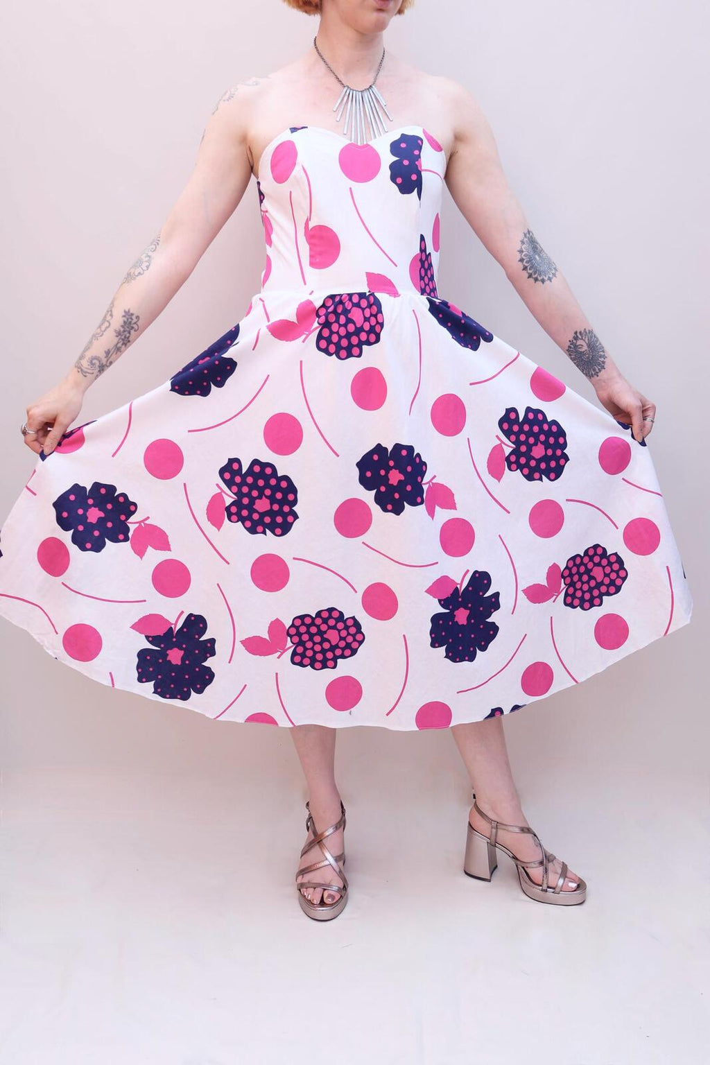 Vintage 80s Boned Cotton Dress