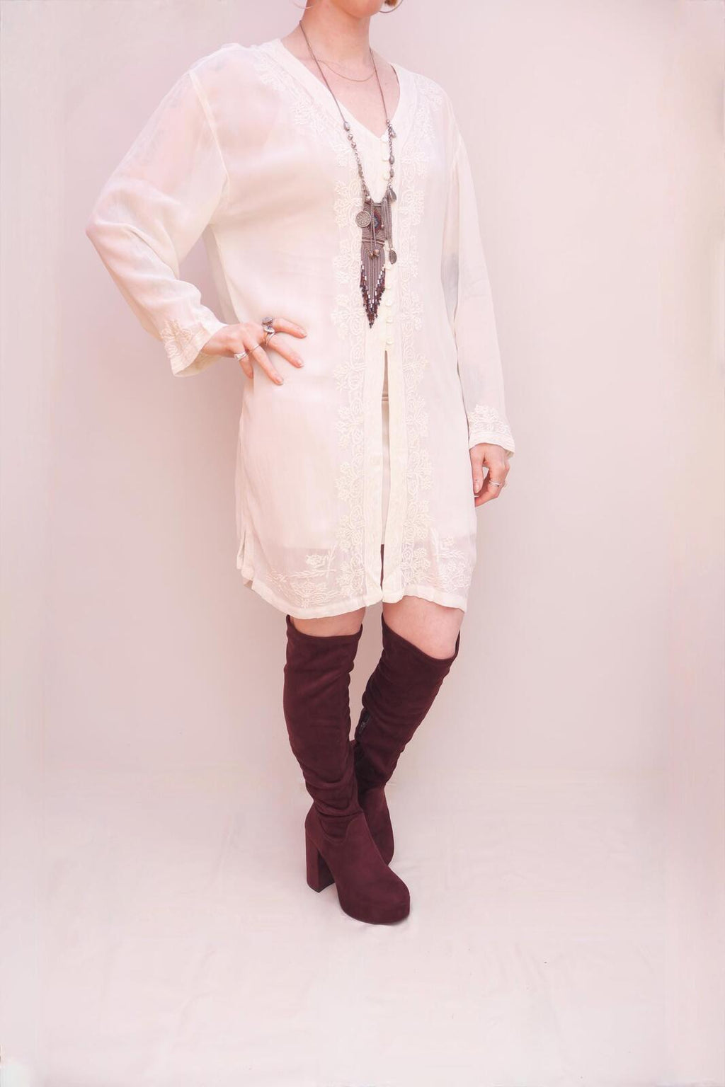Vintage Embroidered Long Blouse