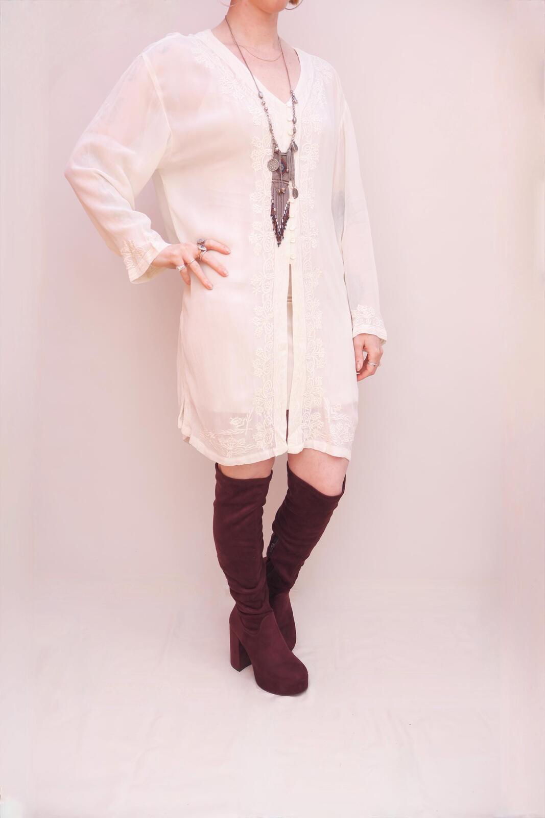 Vintage Embroidered Long Blouse