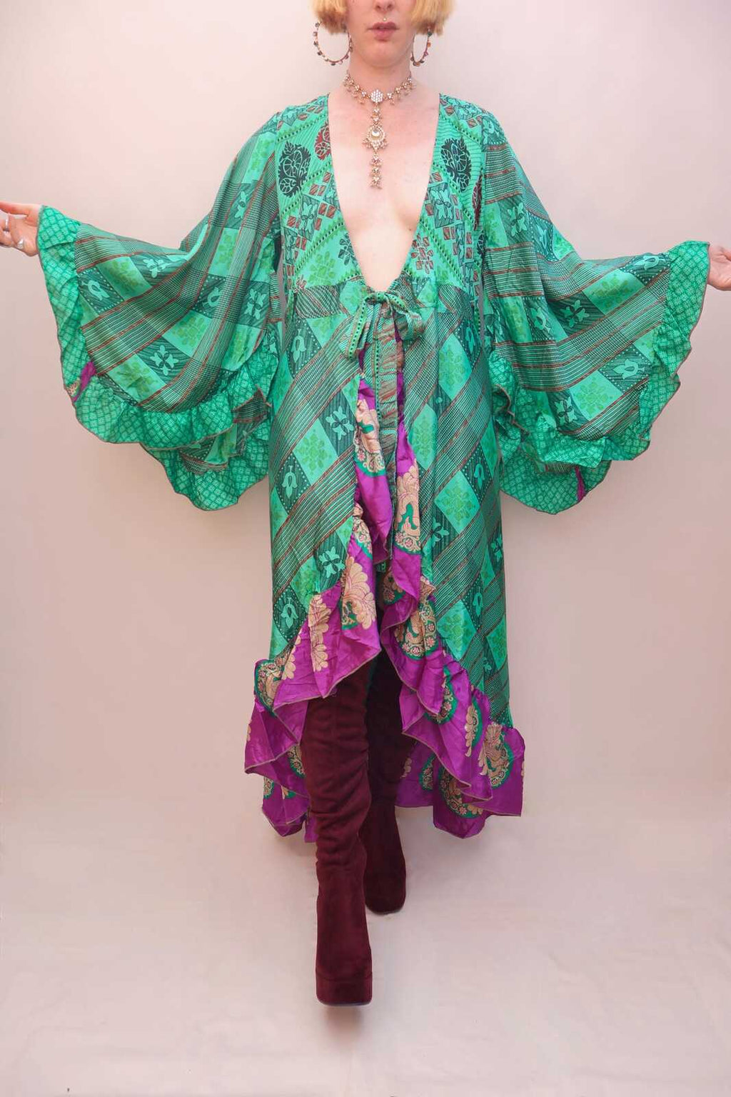 Upcycled Sari Wrap Dress