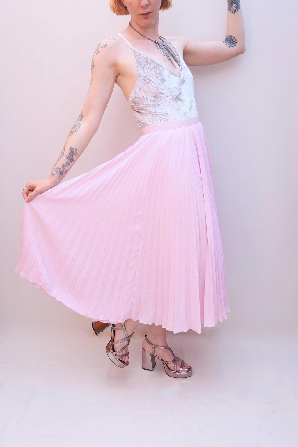 Vintage 80s Pink Polka Dot Skirt
