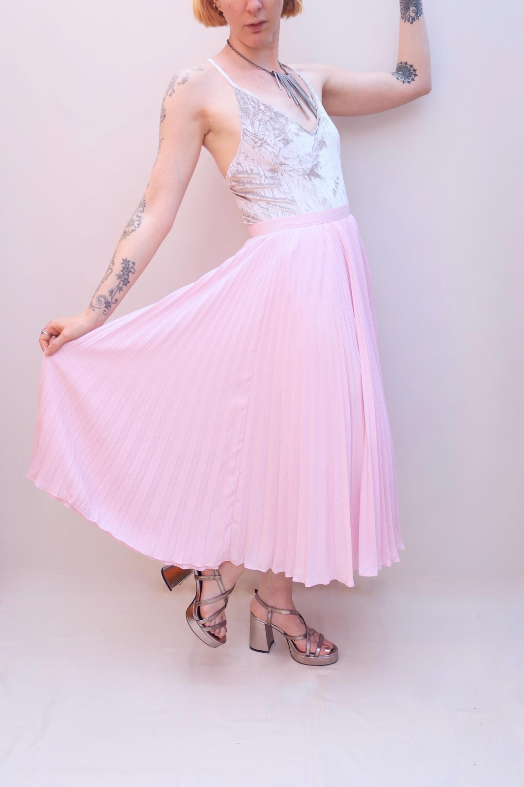 Vintage 80s Pink Polka Dot Skirt