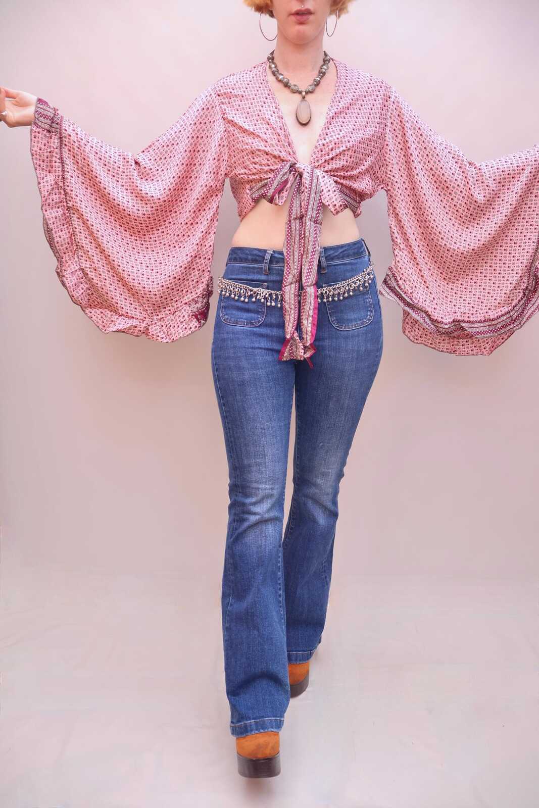 Upcycled Sari Silk Blouse